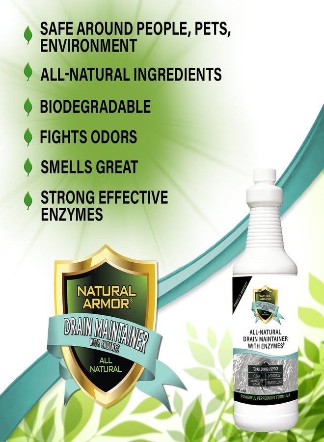 Natural Armor Enzyme Drain Maintainer - Quart Drain Cleaner with Natural Enzyme Power to Prevent Buildup & Odors - Safe for Sinks, Showers, Grease Traps & Septic - Non-Toxic Formula, 32 fl oz - Image 2